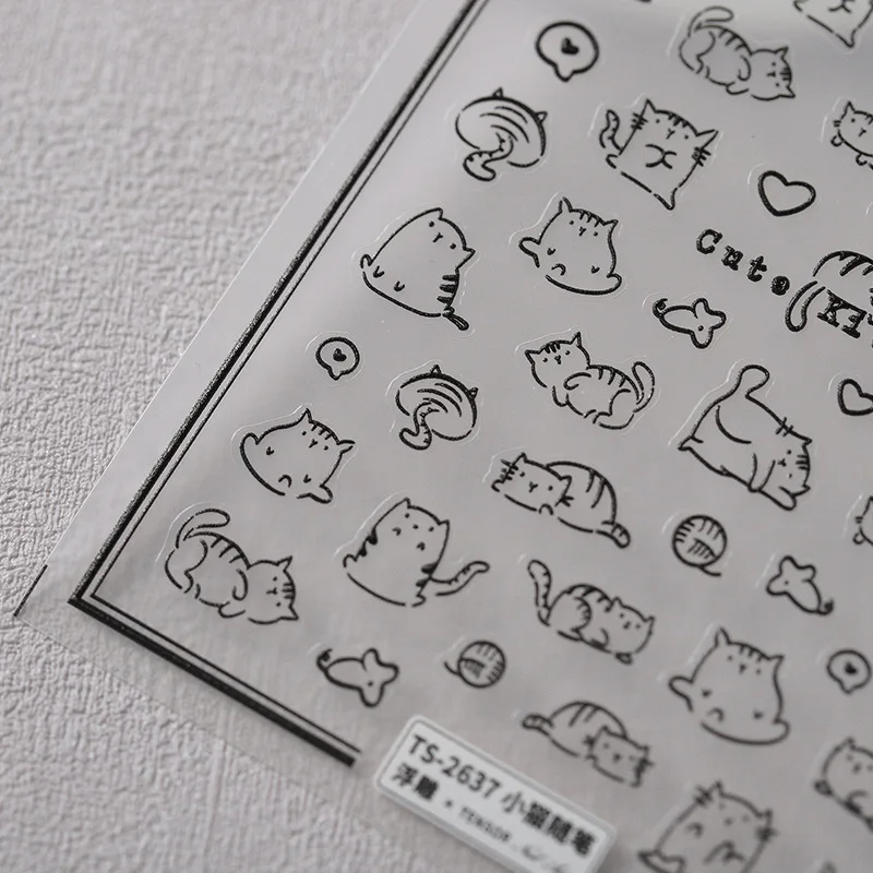 1 Sheet 5D Realistic Relief Lovely Black White Line Drawing Cat Adheisve Nail Art Stickers Decals Manicure Ornaments Accessories
1 Sheet 5D Realistic Relief Lovely Black White Line Drawing Cat Adheisve Nail Art Stickers Decals Manicure Ornaments Accessories