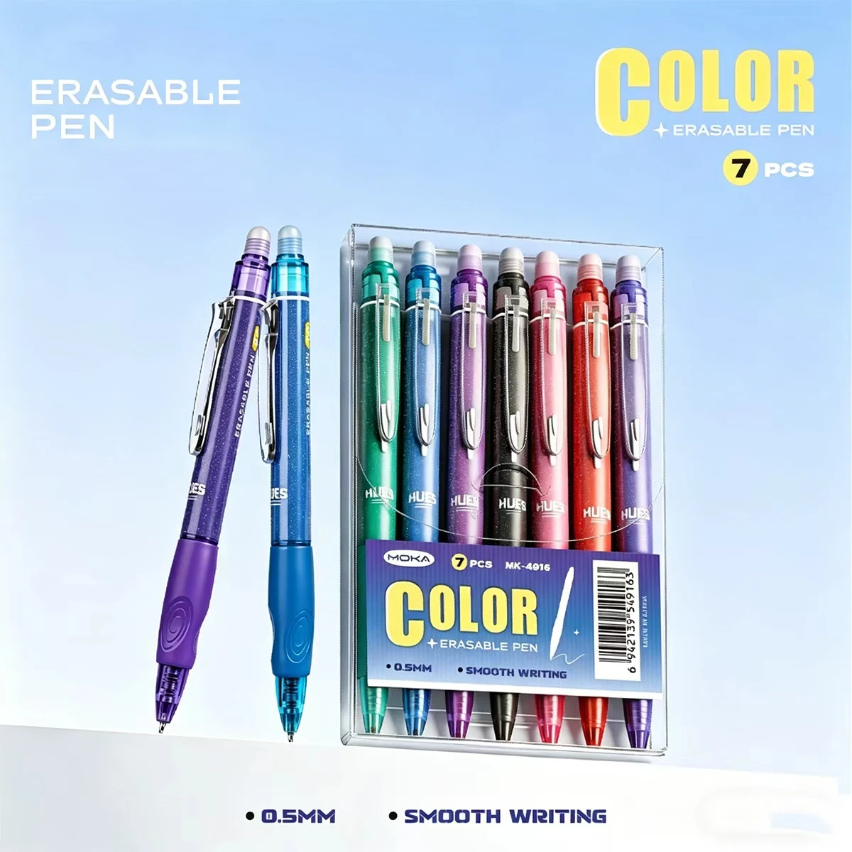 7pcs Glitter Erasable Gel Pens, 0.5mm ST Nib, Multicolor for School & Journal
7pcs Glitter Erasable Gel Pens, 0.5mm ST Nib, Multicolor for School & Journal