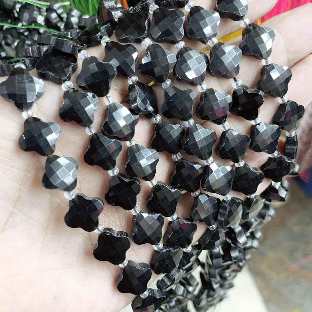 Natural Stone 12mm Four Leaf Clover Black obsidian Indian agate Faceted Spacer Beads for Jewelry Making DIY Bracelets Accessorie
Natural Stone 12mm Four Leaf Clover Black obsidian Indian agate Faceted Spacer Beads for Jewelry Making DIY Bracelets Accessorie