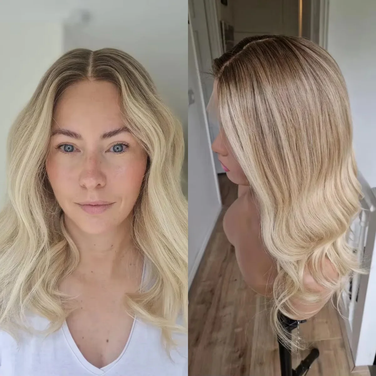 Роскошные светло-русые синтетические кружевные фронтальные парики с темными корнями на плечах, глубокая волна, женский парик, реалистичный вид, естественная линия волос
Роскошные светло-русые синтетические кружевные фронтальные парики с темными корнями на плечах, глубокая волна, женский парик, реалистичный вид, естественная линия волос