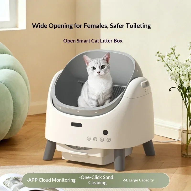 Smart Fully Automatic Open-Top Cat Litter Box, Large Space Electric Kitty Toilet, Anti-Splash Self-Cleaning for Indoor Cats
Smart Fully Automatic Open-Top Cat Litter Box, Large Space Electric Kitty Toilet, Anti-Splash Self-Cleaning for Indoor Cats