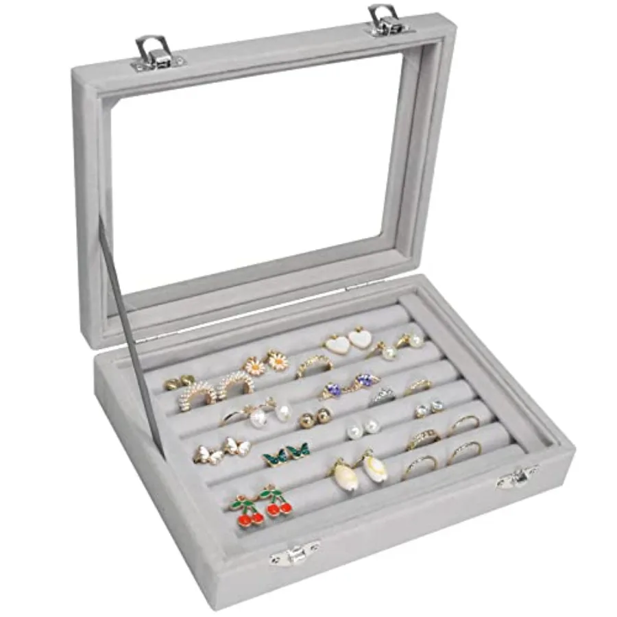 Rings Organizer Tray 7 Slots Velvet Jewelry Earring Storage Box with Transparent lid Jewelry Display Case for Girls Wife Mom Wo
Rings Organizer Tray 7 Slots Velvet Jewelry Earring Storage Box with Transparent lid Jewelry Display Case for Girls Wife Mom Wo