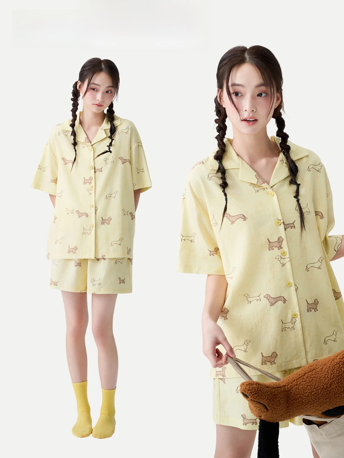 PinkBread Vitality Dog Ladies' Summer Short Sleeve Sleepwear Lenzing Cotton Home Clothes Outdoor Wearable Soft Loose Fit
PinkBread Vitality Dog Ladies' Summer Short Sleeve Sleepwear Lenzing Cotton Home Clothes Outdoor Wearable Soft Loose Fit