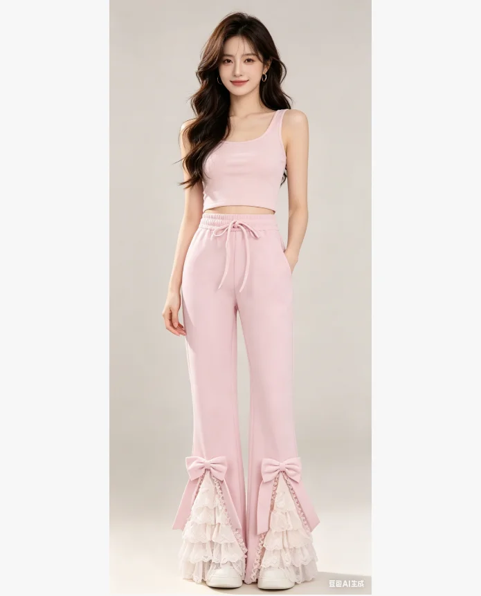 French Style Sweet Girls Bowknot Tiered Lace Flare Pants 2026 New Fashion High-waisted Versatile Plaid Casual Trousers
French Style Sweet Girls Bowknot Tiered Lace Flare Pants 2026 New Fashion High-waisted Versatile Plaid Casual Trousers