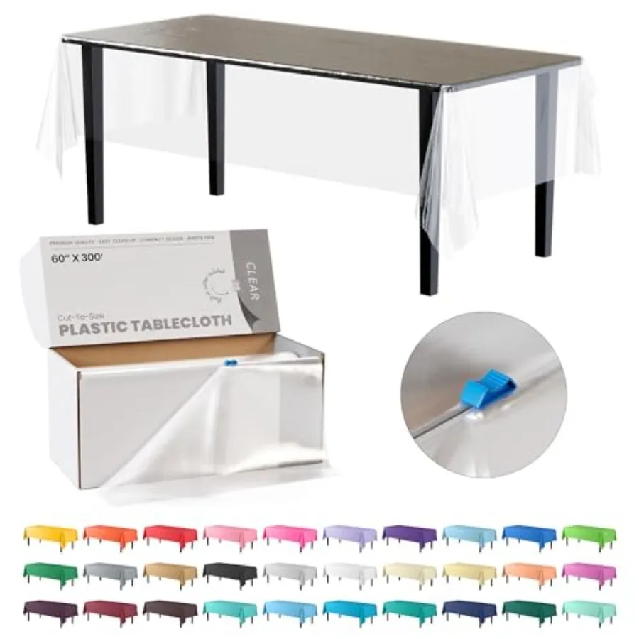 60 Inch X Plastic Table Cover Roll in A Cut - to - Size Box with Convenient Slide Cutter. Cuts Up to 36 Rectangle 8 Plastic Dis
60 Inch X Plastic Table Cover Roll in A Cut - to - Size Box with Convenient Slide Cutter. Cuts Up to 36 Rectangle 8 Plastic Dis