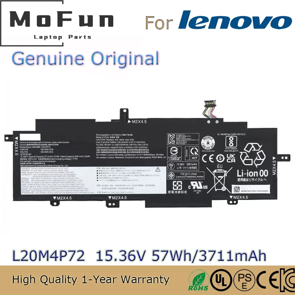 Brand New Original L20M4P72 15.36V 57Wh Laptop Battery for Lenovo ThinkPad T14s Gen 2 2021 L20C4P72 L20D4P72 L20L4P72 etc.
Brand New Original L20M4P72 15.36V 57Wh Laptop Battery for Lenovo ThinkPad T14s Gen 2 2021 L20C4P72 L20D4P72 L20L4P72 etc.