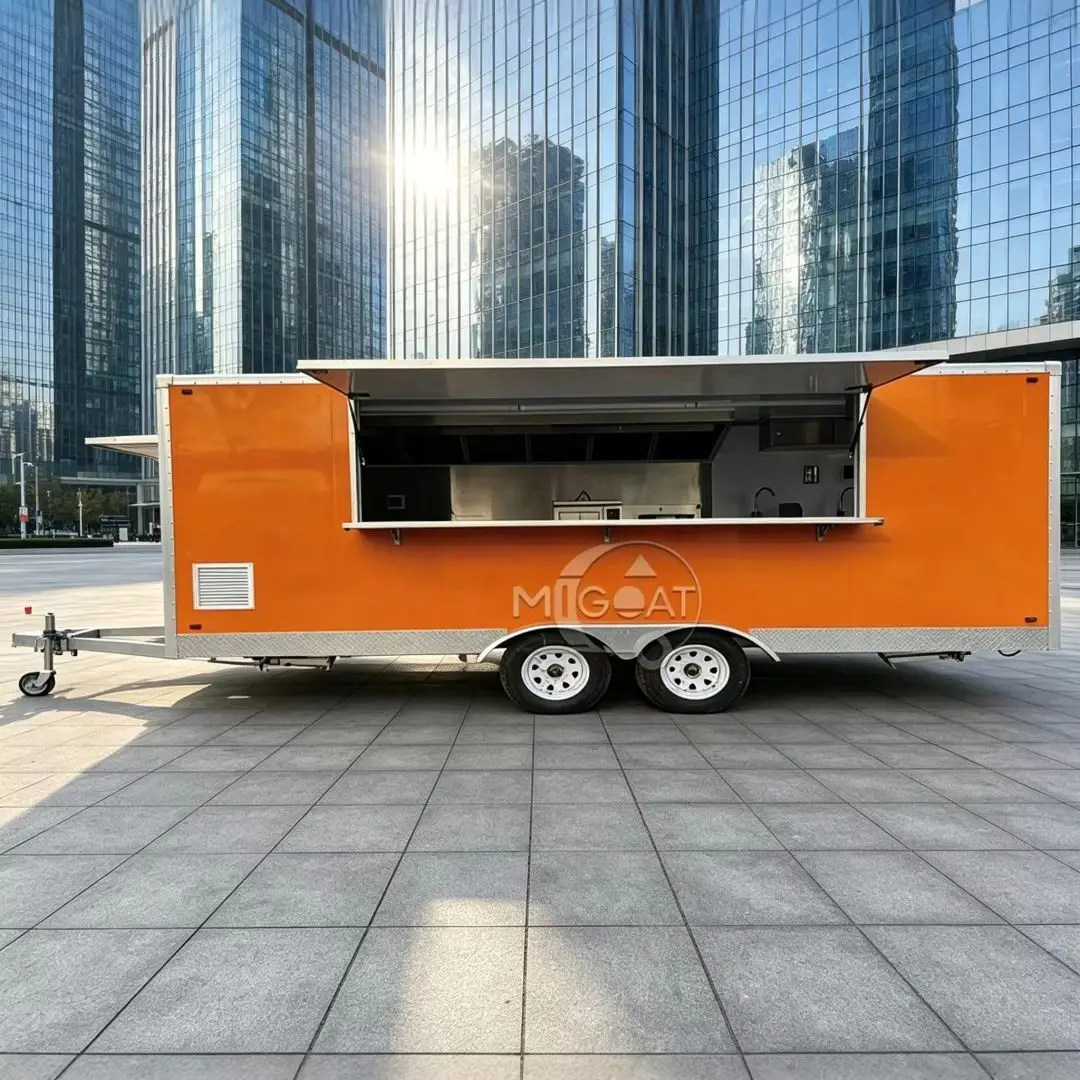 Bright Orange 2-Axle Mobile Food Trailer with Awning, Commercial Food Truck for Fast Food & Street Vending
Bright Orange 2-Axle Mobile Food Trailer with Awning, Commercial Food Truck for Fast Food & Street Vending