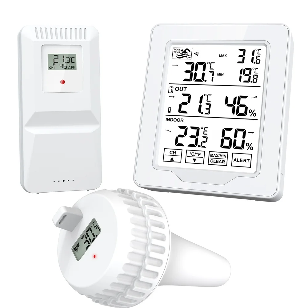 1set Digital Pool Thermometer IP68 Waterproof Probe Wireless Dual Temperature Units Thermometer For Swimming Pools
1set Digital Pool Thermometer IP68 Waterproof Probe Wireless Dual Temperature Units Thermometer For Swimming Pools