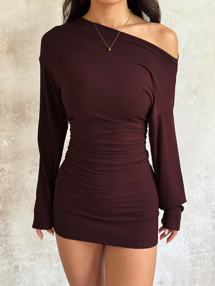 Tossy Elegant Inclined Shoulder Mini Dress For Women Solid Slim Diagonal Collar Fashion High-Waist Solid 2025 Women's Mini Dress
Tossy Elegant Inclined Shoulder Mini Dress For Women Solid Slim Diagonal Collar Fashion High-Waist Solid 2025 Women's Mini Dress