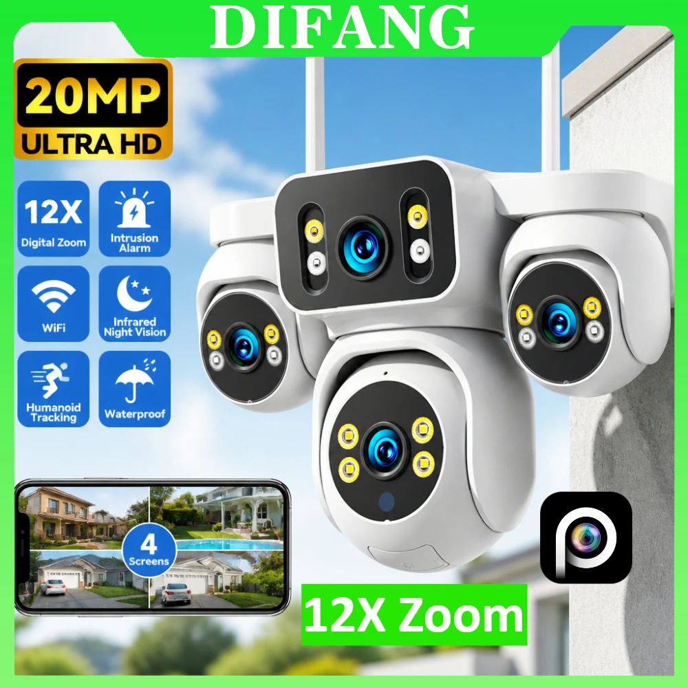New 12X Zoom Four Screen 20MP WiFi Camera Four Lens 10K Video Surveillance Waterproof Auto Tracking Security Protection IP Cam
New 12X Zoom Four Screen 20MP WiFi Camera Four Lens 10K Video Surveillance Waterproof Auto Tracking Security Protection IP Cam