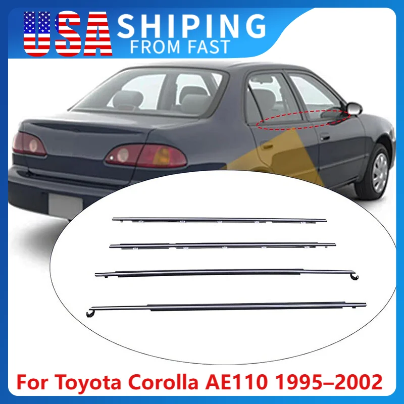 Уплотнители для окон автомобиля для Toyota Corolla AE110 1995-2002, пластиковые уплотнительные ленты, набор ремней для дверного стекла, автомобильные аксессуары
Уплотнители для окон автомобиля для Toyota Corolla AE110 1995-2002, пластиковые уплотнительные ленты, набор ремней для дверного стекла, автомобильные аксессуары