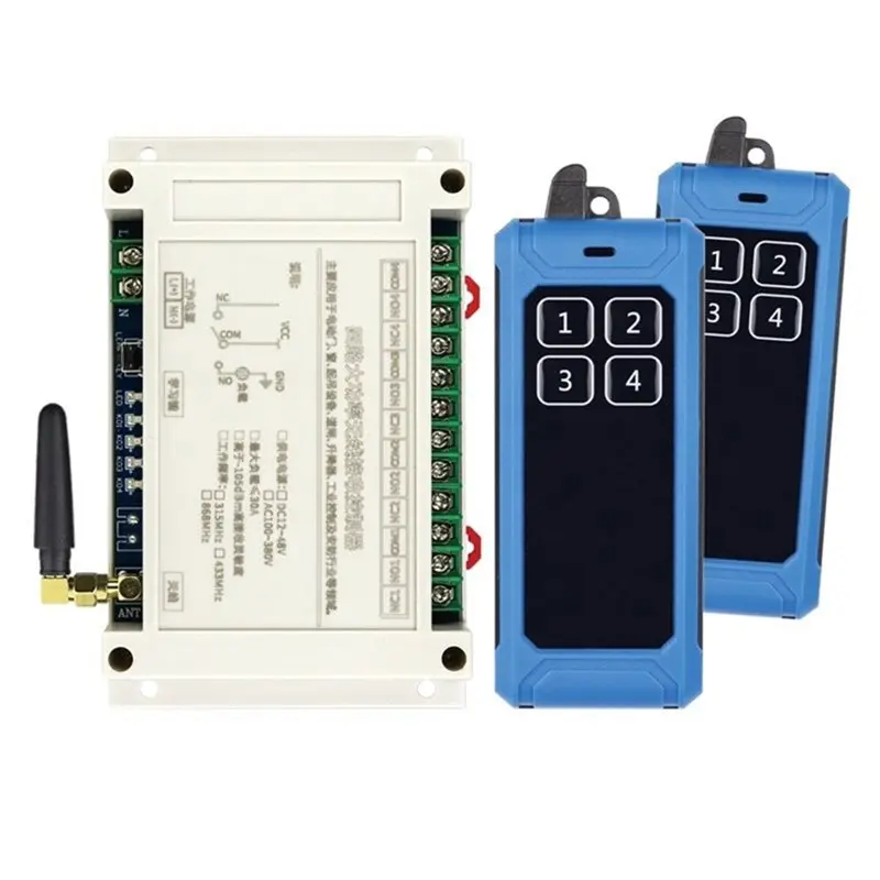 AT82-AC100V-400V 4CH Wireless Remote Control 30A Garage Doors Switch Transmitter LED Light Switch Relay +2X433mhz Receiver
AT82-AC100V-400V 4CH Wireless Remote Control 30A Garage Doors Switch Transmitter LED Light Switch Relay +2X433mhz Receiver