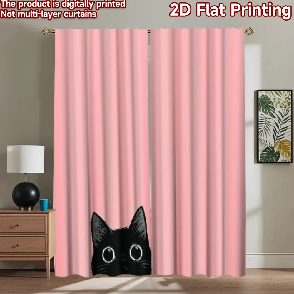 2D flat printing 2pcs Window Drapes Black Cat Peeking Cute Digital Printed Polyester Drapes Festive Wall Decor for Photo Booths
2D flat printing 2pcs Window Drapes Black Cat Peeking Cute Digital Printed Polyester Drapes Festive Wall Decor for Photo Booths