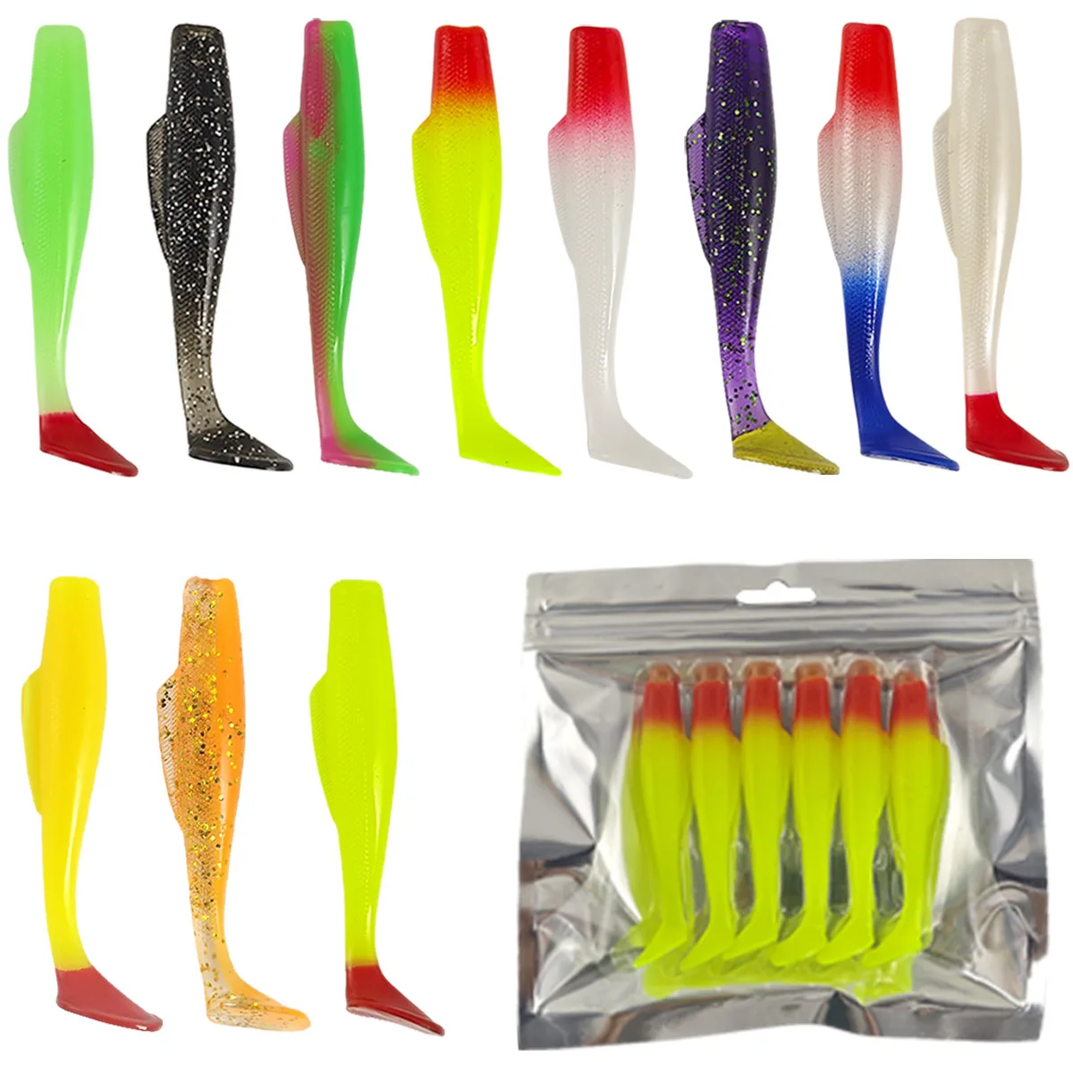 Vibrant Gradient T Tail Soft Swimbaits Small Medium Large Sizes, Sparkle Soft Plastic Fishing Lures, Fresh & Salt Water Tackle
Vibrant Gradient T Tail Soft Swimbaits Small Medium Large Sizes, Sparkle Soft Plastic Fishing Lures, Fresh & Salt Water Tackle