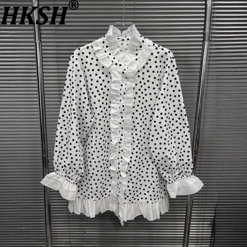 HKSH 2026 Spring New Women Shirt Ruffled Patchwork Polka Dot Printed Long Sleeves Versatile Sweet Blouse Elegant Ins Top HK18926
HKSH 2026 Spring New Women Shirt Ruffled Patchwork Polka Dot Printed Long Sleeves Versatile Sweet Blouse Elegant Ins Top HK18926