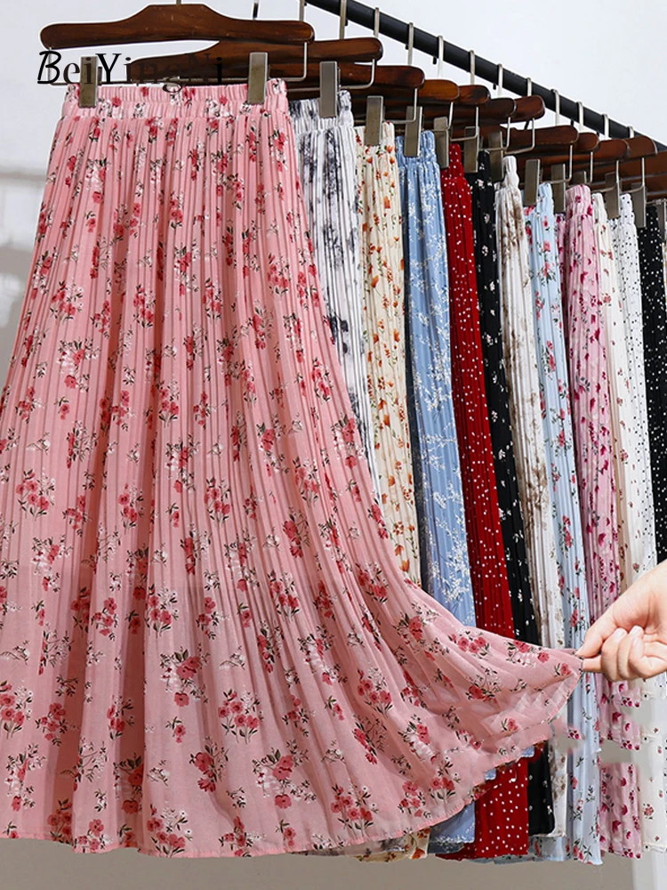 Beiyingni Summer Chiffon Women's Skirts Floral Printed Casual Korean Y2K Long Vintage Pleated Skirt for Woman Pink Chic Faldas
Beiyingni Summer Chiffon Women's Skirts Floral Printed Casual Korean Y2K Long Vintage Pleated Skirt for Woman Pink Chic Faldas