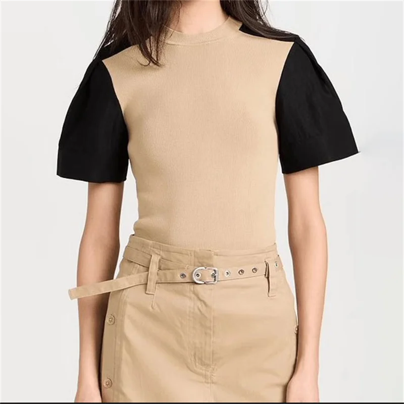 Sweaters for women 2024 Summer New contrasting patchwork pullover Elastic knitted slim fit short sleeved top Blouse y2k T-shirt
Sweaters for women 2024 Summer New contrasting patchwork pullover Elastic knitted slim fit short sleeved top Blouse y2k T-shirt