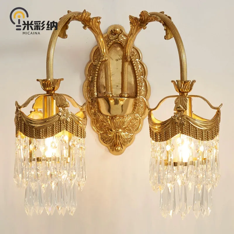 French wall lamp European luxury crystal wall lamp living room bedroom restaurant villa aisle corridor full copper wall lamp
French wall lamp European luxury crystal wall lamp living room bedroom restaurant villa aisle corridor full copper wall lamp