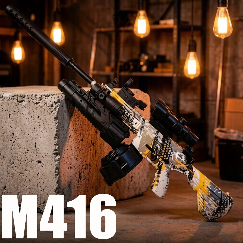 M416 Fully Equipped with Flashlight, Infrared Electric Continuous Firing, and a Lower Magazine to Fire 7-8mm Gel Bullets, Toy Gun Available in Multiple Colors, Includes 3.7V Battery and Charging Cable
M416 Fully Equipped with Flashlight, Infrared Electric Continuous Firing, and a Lower Magazine to Fire 7-8mm Gel Bullets, Toy Gun Available in Multiple Colors, Includes 3.7V Battery and Charging Cable