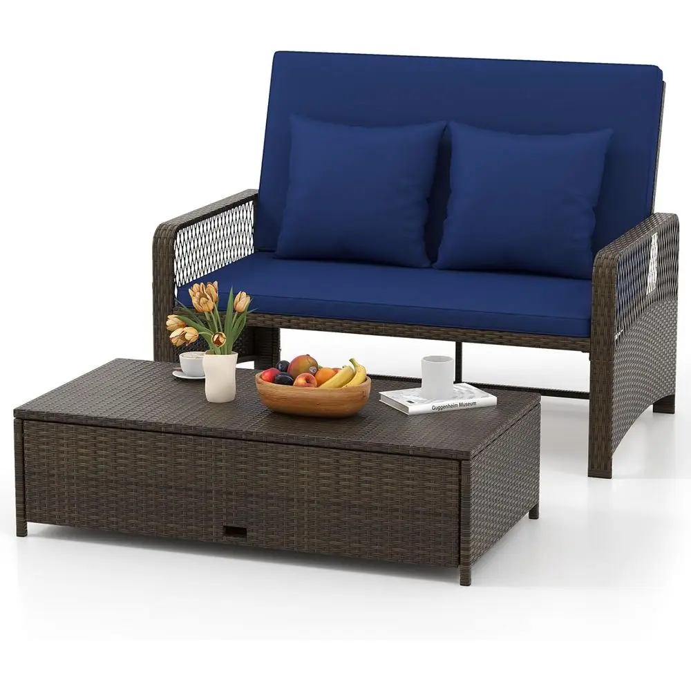 Patio Rattan Daybed Wicker Loveseat Soa with Multiunctional Ottoman, 4-Level Adjustable Backrest, Zipped Seat Cushion, Wicker Pa
Patio Rattan Daybed Wicker Loveseat Soa with Multiunctional Ottoman, 4-Level Adjustable Backrest, Zipped Seat Cushion, Wicker Pa