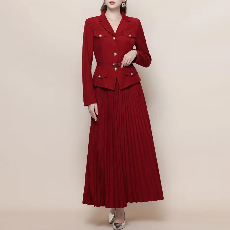 Новый костюм с юбкой с длинным рукавом и зубчатым воротником для женщин, элегантный женский костюм с поясом трапециевидной формы, комплекты из двух предметов, женские наряды Q1924
Новый костюм с юбкой с длинным рукавом и зубчатым воротником для женщин, элегантный женский костюм с поясом трапециевидной формы, комплекты из двух предметов, женские наряды Q1924