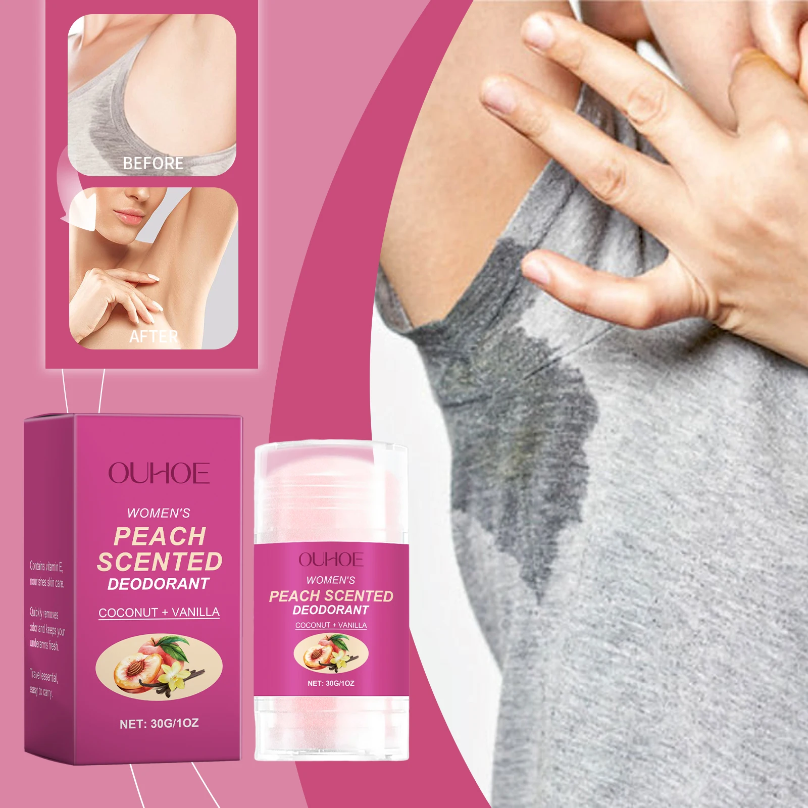 Peach Scented Deodorant Removes Underarm Odor,deodorizes,ambiguous Atmosphere,long-lasting Freshness,moisturizing Skin Care 30g
Peach Scented Deodorant Removes Underarm Odor,deodorizes,ambiguous Atmosphere,long-lasting Freshness,moisturizing Skin Care 30g