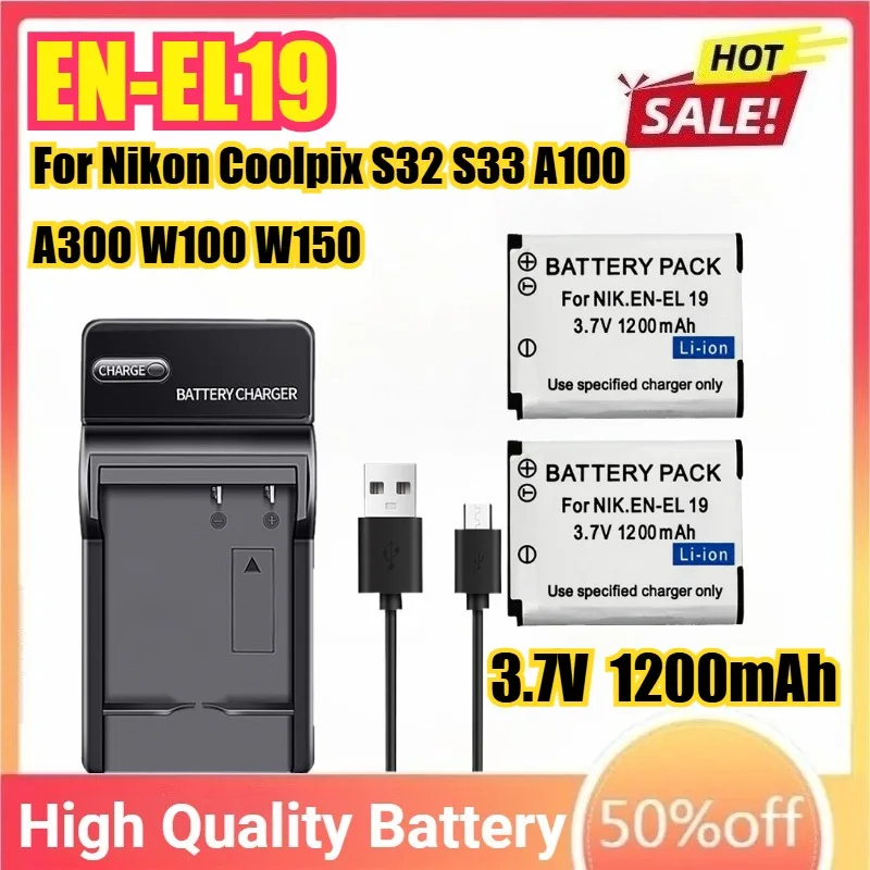 EN-EL19 Camera Battery or USB Charger For Nikon Coolpix S32 S33 A100 A300 W100 W150 S100 S2500 S2550 S2600 S2700 S2750 S2800
EN-EL19 Camera Battery or USB Charger For Nikon Coolpix S32 S33 A100 A300 W100 W150 S100 S2500 S2550 S2600 S2700 S2750 S2800