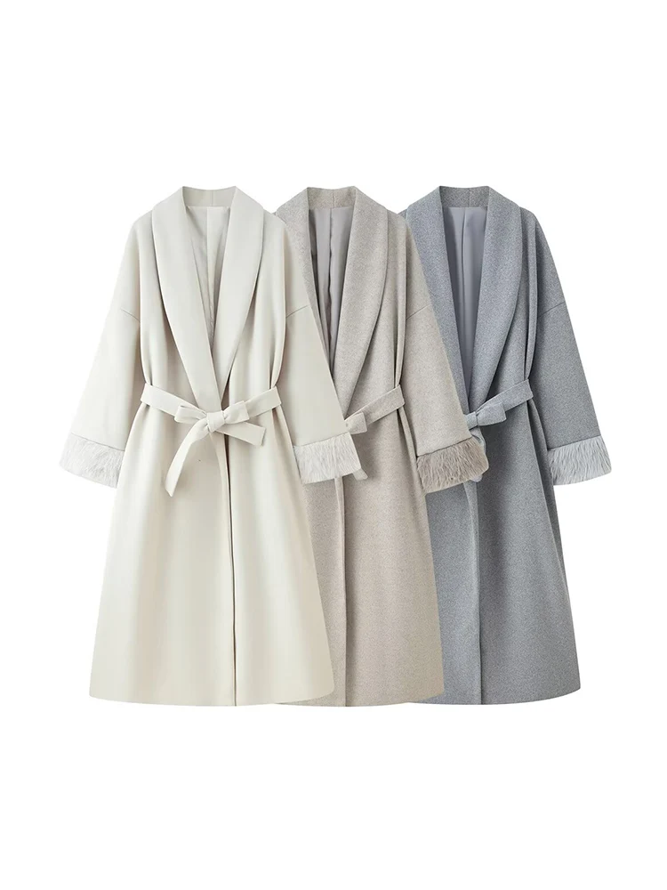 European style new women's fashion versatile temperament solid color loose slim lace cuffs woolen coat
European style new women's fashion versatile temperament solid color loose slim lace cuffs woolen coat