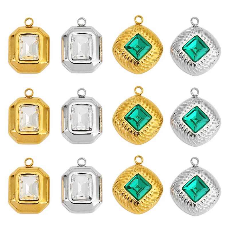 4pcs Stainless Steel White Green Zircon Square Charm Pendant for DIY Earring Necklace Jewelry Luxury Making Supplies Accessories
4pcs Stainless Steel White Green Zircon Square Charm Pendant for DIY Earring Necklace Jewelry Luxury Making Supplies Accessories