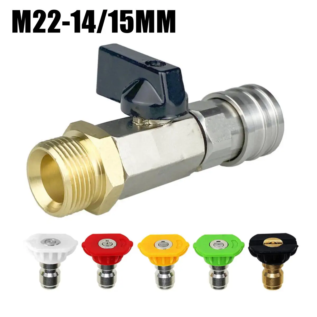 M22 14/15MM Adaptor With Ball Valve With 1/4" Quick Hitch For High Pressure Wash Hose Switch On/Off
M22 14/15MM Adaptor With Ball Valve With 1/4" Quick Hitch For High Pressure Wash Hose Switch On/Off
