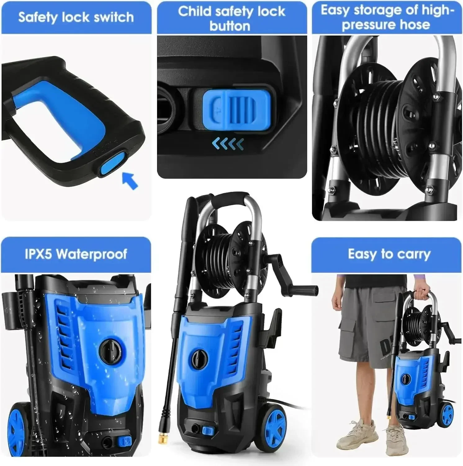 Hot SalesElectric Pressure Washer- 4.0 High Power Washer With Hose Reel, 4 Spray Tips And Soap Bottle
Hot SalesElectric Pressure Washer- 4.0 High Power Washer With Hose Reel, 4 Spray Tips And Soap Bottle