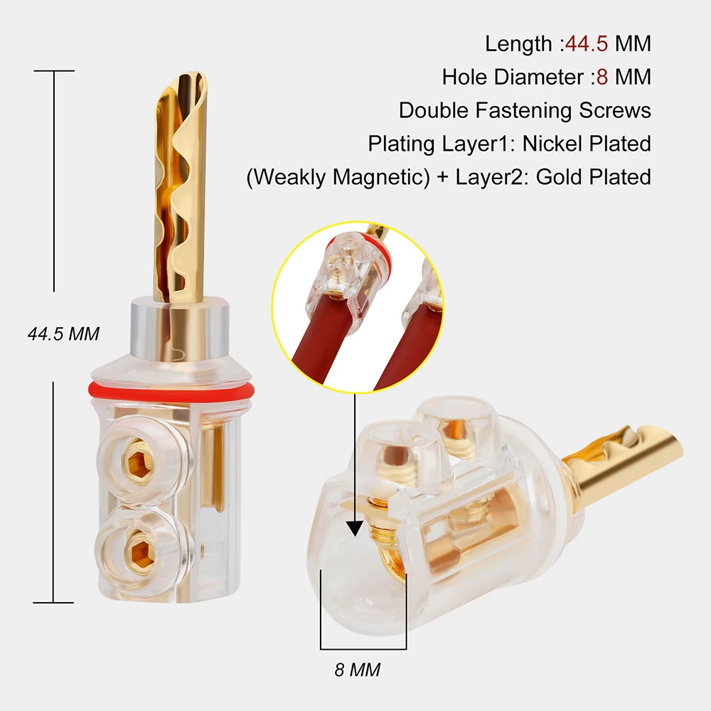 BA1446 Banana Plug 24K Gold/Rhodium Plated Screw Lock Connector Banana Jack For Speaker Cable
BA1446 Banana Plug 24K Gold/Rhodium Plated Screw Lock Connector Banana Jack For Speaker Cable