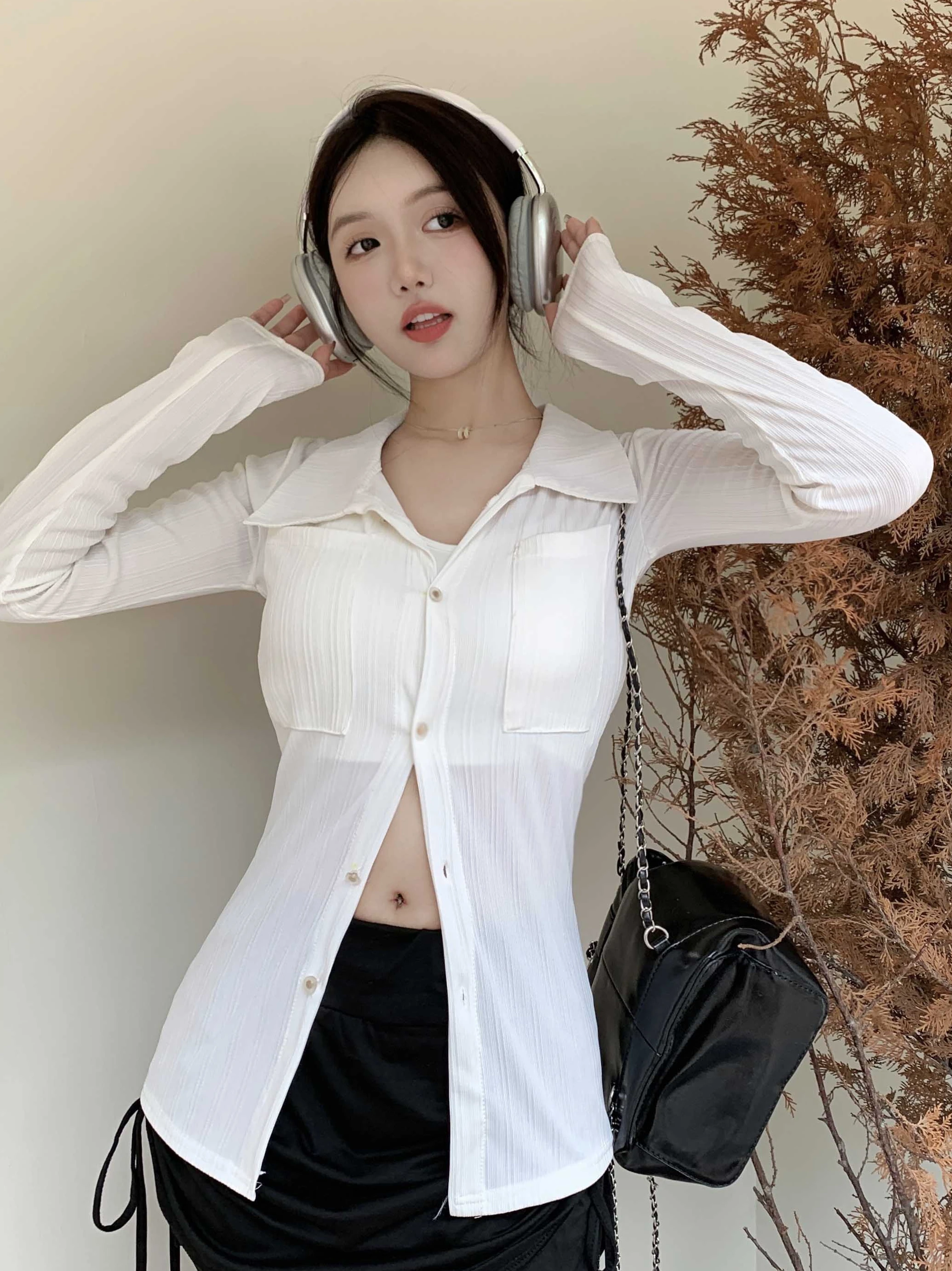 Slim Fit Long Sleeve Shirt Women's Thin Outerwear Spring Autumn Collar Korean Style Commute Fashion Casual Top
Slim Fit Long Sleeve Shirt Women's Thin Outerwear Spring Autumn Collar Korean Style Commute Fashion Casual Top