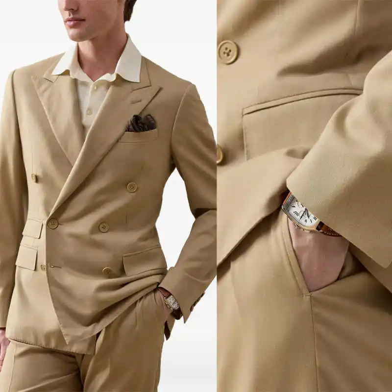 Модные мужские костюмы, комплект из 2 предметов, пиджак, брюки, двубортный деловой костюм с остроконечными лацканами, тонкий свадебный костюм для жениха, индивидуальный Trajes Para Hombre 
Модные мужские костюмы, комплект из 2 предметов, пиджак, брюки, двубортный деловой костюм с остроконечными лацканами, тонкий свадебный костюм для жениха, индивидуальный Trajes Para Hombre