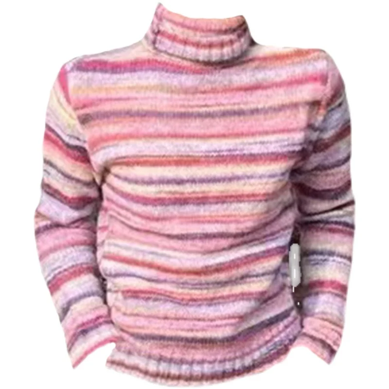 2024 Autumn Casual Contrast Color Striped Women Sweaters Turtleneck Long Sleeve Pullovers Sweet Chic Fashion Jumpers
2024 Autumn Casual Contrast Color Striped Women Sweaters Turtleneck Long Sleeve Pullovers Sweet Chic Fashion Jumpers
