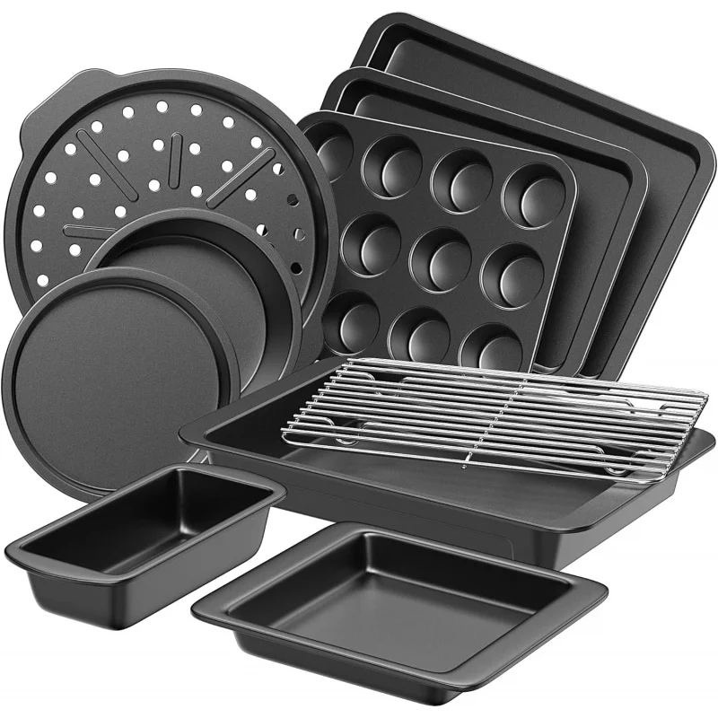 The Complete 10-Piece Baking Pan Set: Nonstick Cookie Sheets, Cake Pans, Muffin Pan & More with Secure Wider Handles
The Complete 10-Piece Baking Pan Set: Nonstick Cookie Sheets, Cake Pans, Muffin Pan & More with Secure Wider Handles