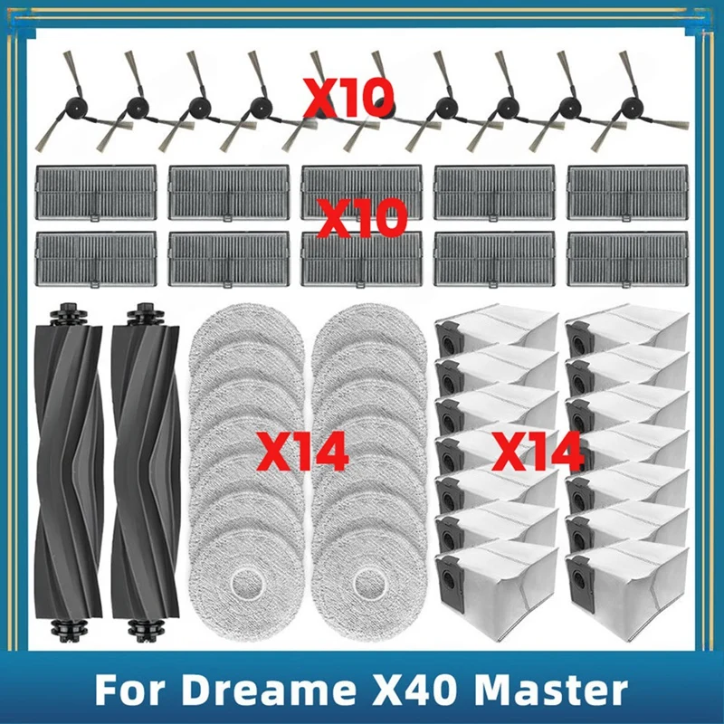 ABLQ 50PCS Replacement Parts For Dreame X40 Master Vacuum Cleaner Accessories Main Side Brush Mop Cloth Dust Bag HEPA Filter
ABLQ 50PCS Replacement Parts For Dreame X40 Master Vacuum Cleaner Accessories Main Side Brush Mop Cloth Dust Bag HEPA Filter