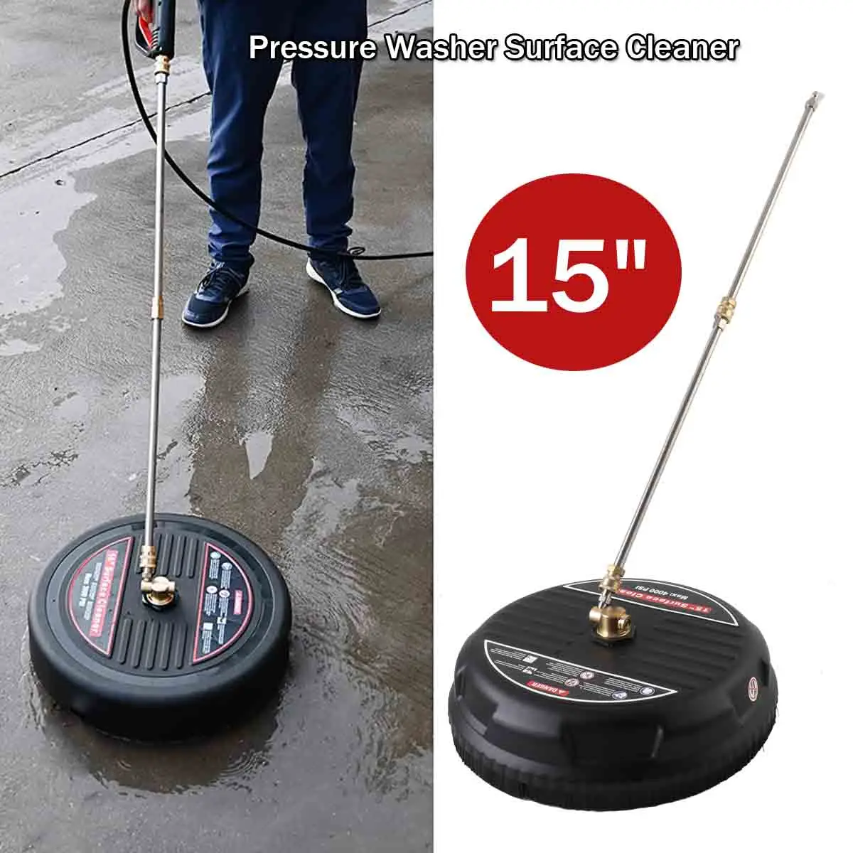4000 PSI 15 Inch Pressure Washer Surface Ground Floor Cleaner Brush Water Broom for Karcher Lavor Anlu 1/4" Inch Quick Connector
4000 PSI 15 Inch Pressure Washer Surface Ground Floor Cleaner Brush Water Broom for Karcher Lavor Anlu 1/4" Inch Quick Connector