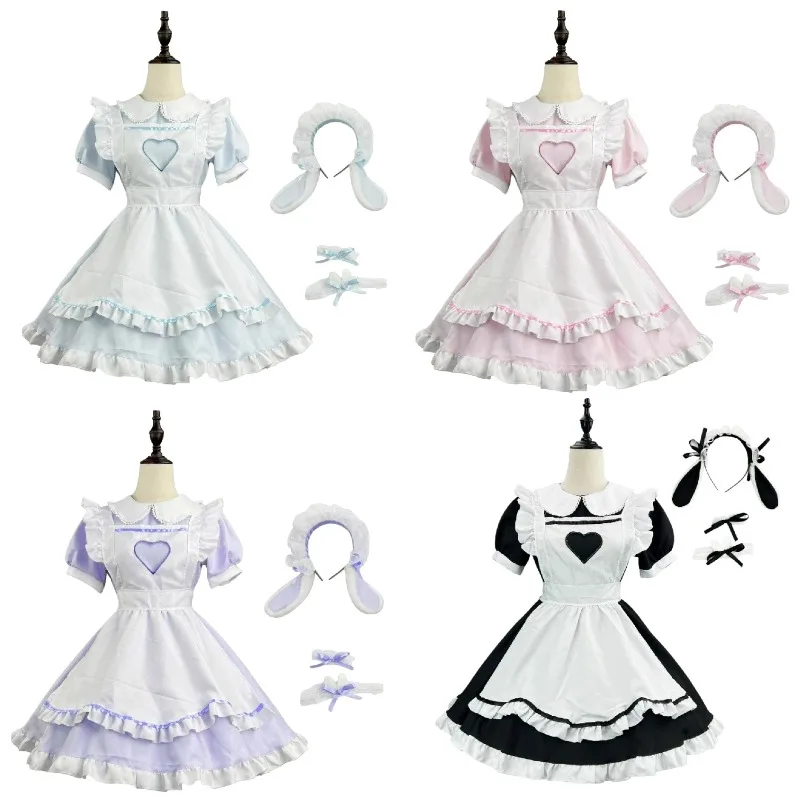 Kawaii Cute Lolita Dress Bunny Maid Cosplay Costume Short Sleeve Dress with Apron Headband Suit Comic Con Carnival Party Outfit
Kawaii Cute Lolita Dress Bunny Maid Cosplay Costume Short Sleeve Dress with Apron Headband Suit Comic Con Carnival Party Outfit
