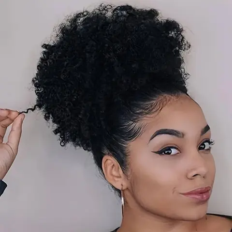 Afro Puff Drawstring Ponytail Human Hair Brazilian Kinky Curly Drawstring Ponytail Afro Puff Bun Chignon Accessories