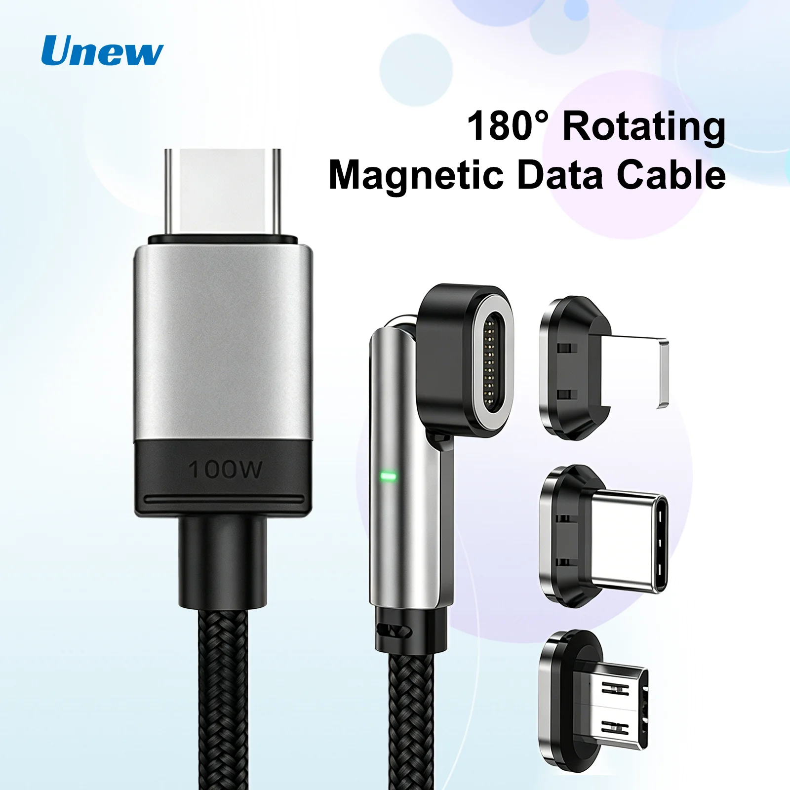100W PD Magnetic Charging Cable 180° Rotatable Braided Fast Charging Cable Type C Lightning Micro USB 3 In 1 For iPhone Android
100W PD Magnetic Charging Cable 180° Rotatable Braided Fast Charging Cable Type C Lightning Micro USB 3 In 1 For iPhone Android