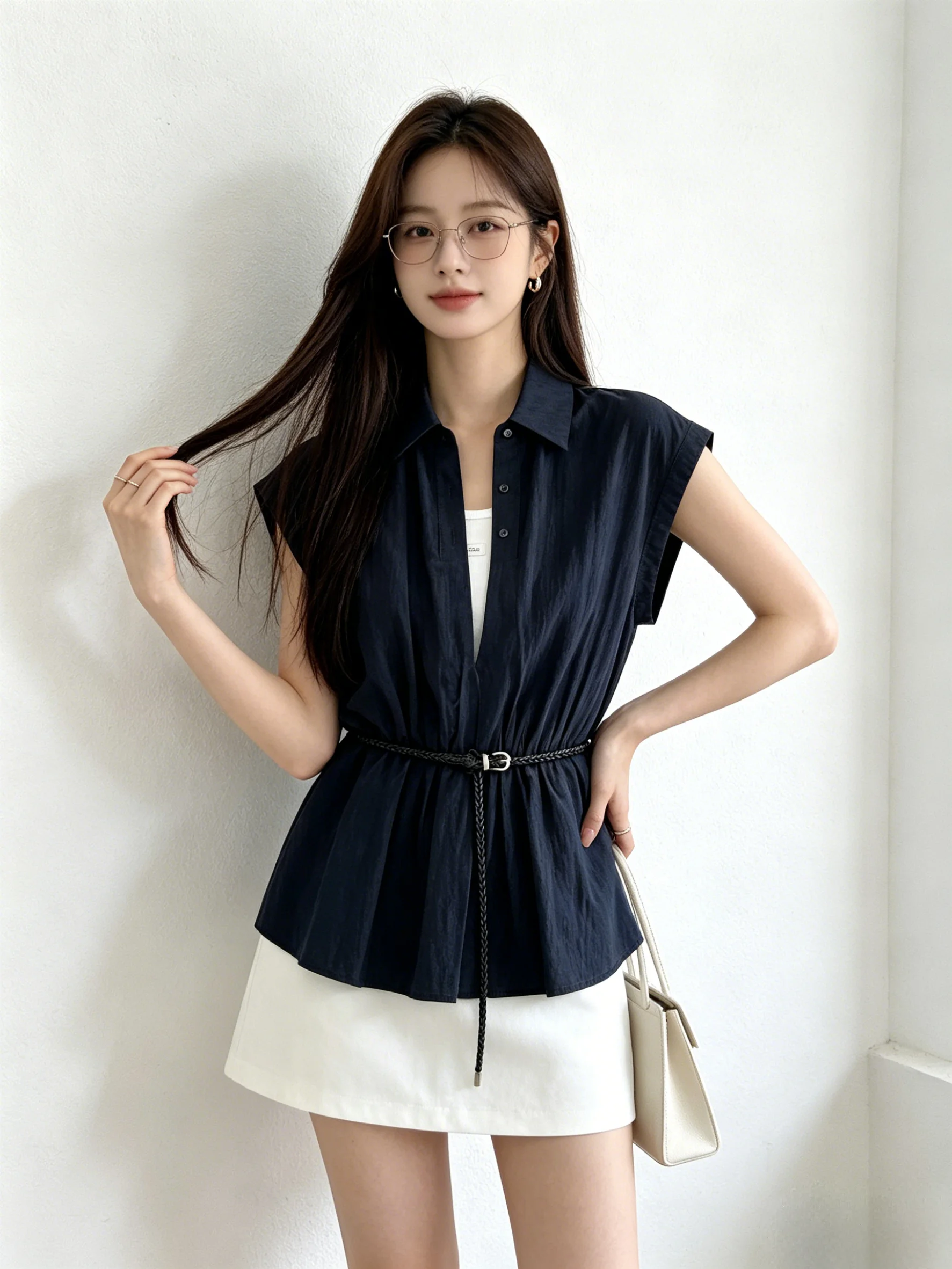 Casual Korean Style Women's Short Sleeve Shirt And Vest Two-Piece Set Summer Slim Fit Collar Breathable Comfortable Fashion
Casual Korean Style Women's Short Sleeve Shirt And Vest Two-Piece Set Summer Slim Fit Collar Breathable Comfortable Fashion