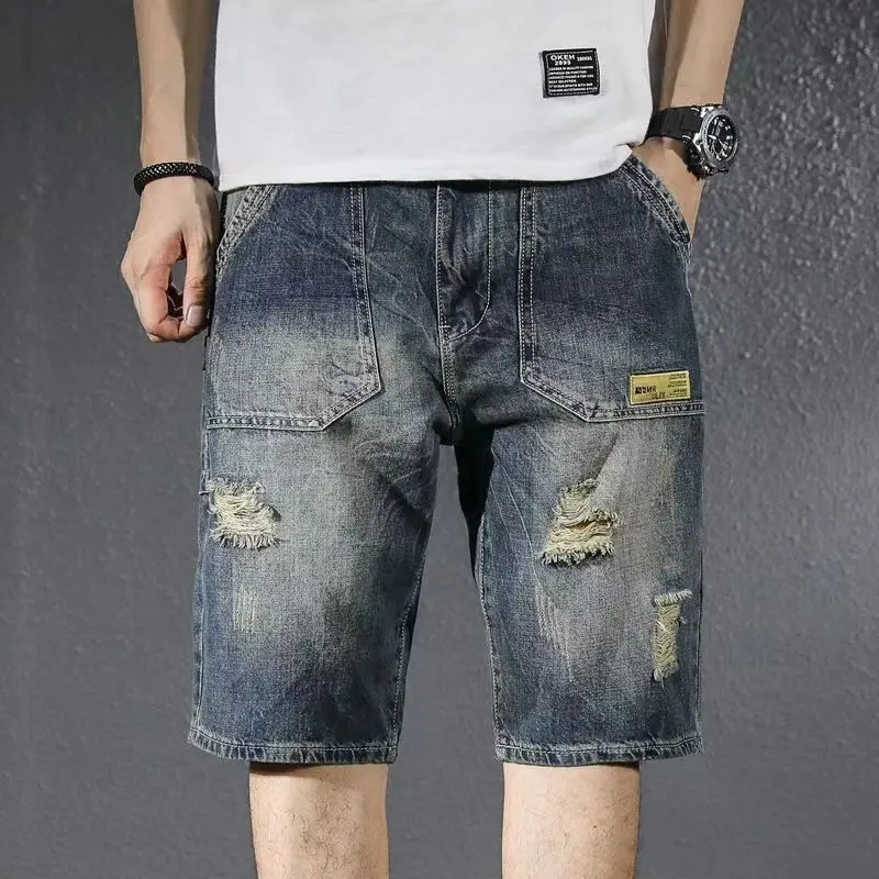 Torn Denim Shorts For Men Baggy Trend Large Size Mid Length Workwear Cargo Summer Light Stylish Street Casual Comfort Fit
Torn Denim Shorts For Men Baggy Trend Large Size Mid Length Workwear Cargo Summer Light Stylish Street Casual Comfort Fit