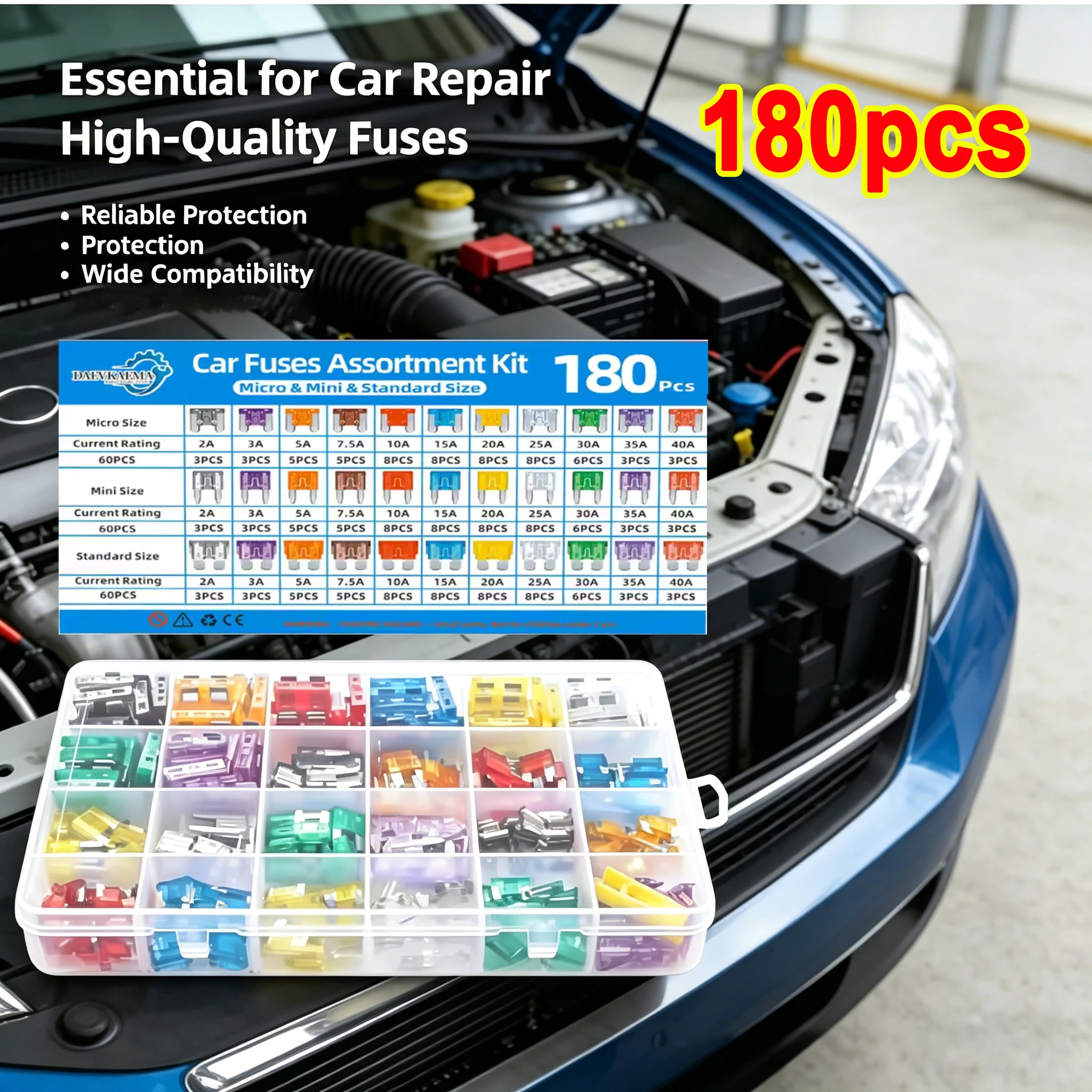 180Pcs Car Blade Fuse Standard,Mini & Micro 2A 5A 10A 15A 20A 25A 30A 35A 40A Storage Box&Puller for Truck, Boat, RV, Motorcycle
180Pcs Car Blade Fuse Standard,Mini & Micro 2A 5A 10A 15A 20A 25A 30A 35A 40A Storage Box&Puller for Truck, Boat, RV, Motorcycle