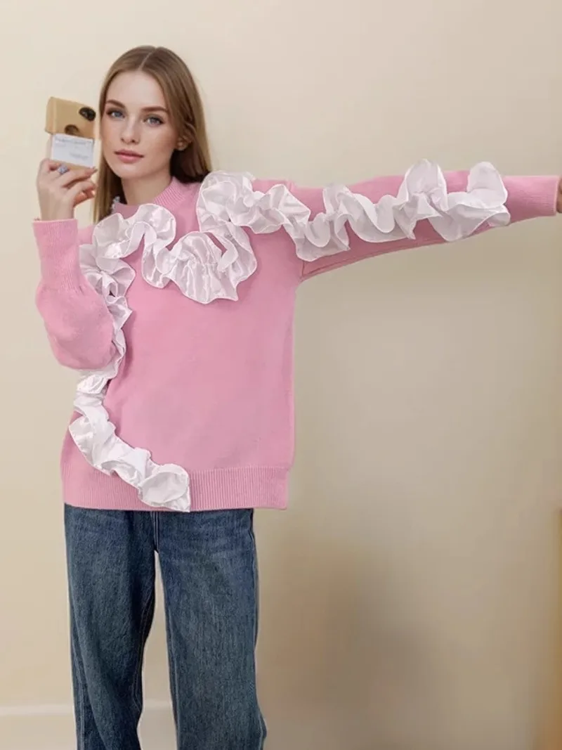 Three-dimensional Flower Sweater Women Pullover Lazy Autumn and Winter Knitted Tops Loose Lace Pullover New Fashion Sweater
Three-dimensional Flower Sweater Women Pullover Lazy Autumn and Winter Knitted Tops Loose Lace Pullover New Fashion Sweater