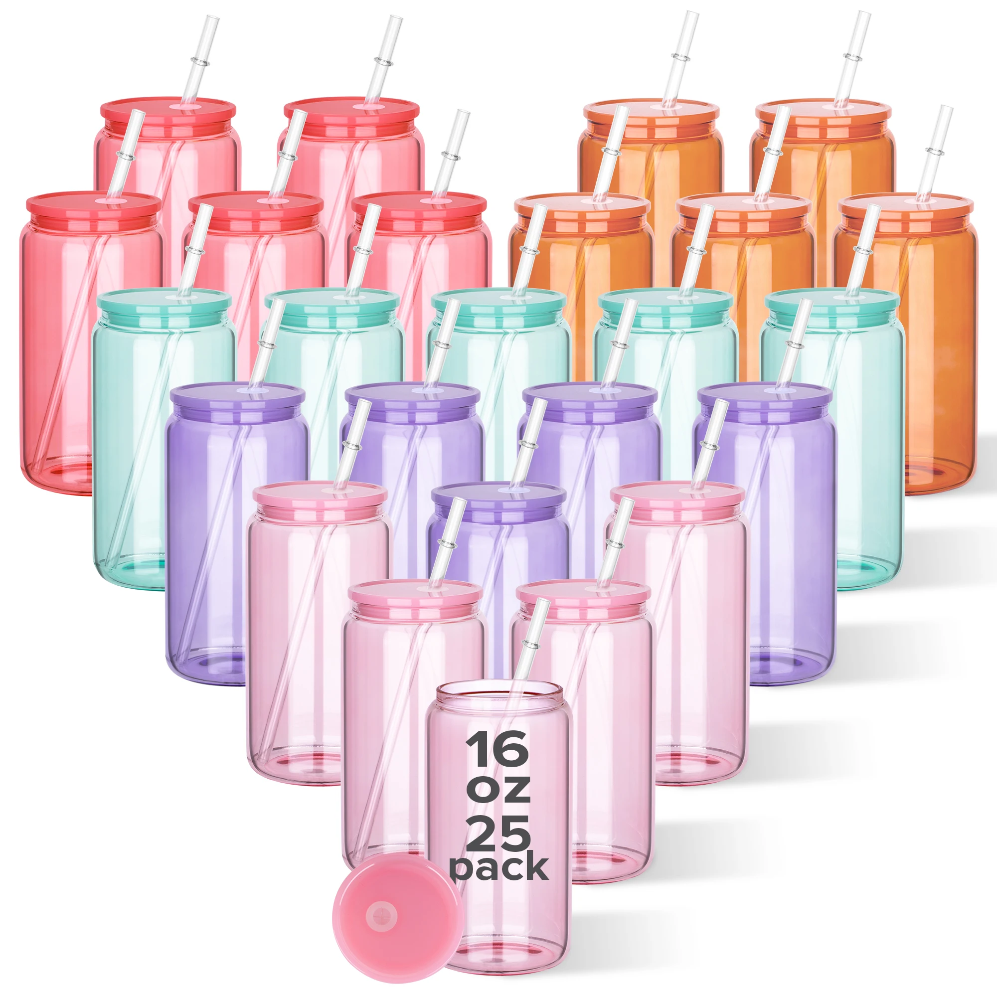 FASTSUB 25 Pack Colorful Clear Sublimation Glass Cups Blanks,16 OZ Borosilicate Can Glass Tumblers ,For Tumbler Press Machine
FASTSUB 25 Pack Colorful Clear Sublimation Glass Cups Blanks,16 OZ Borosilicate Can Glass Tumblers ,For Tumbler Press Machine
