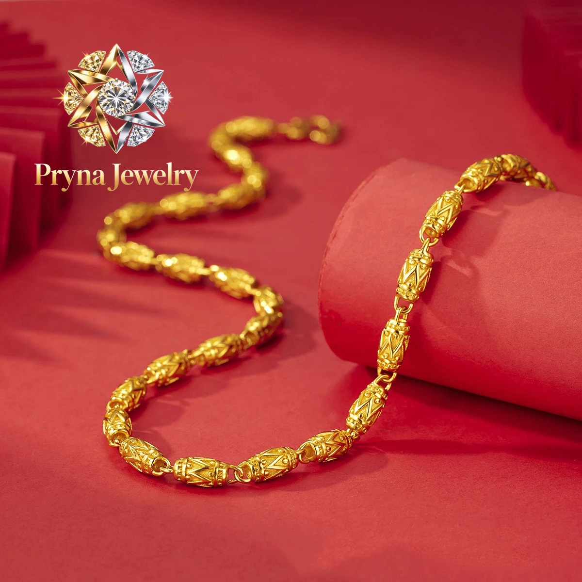Pryna Jewelry Luxury design 9999 24K real gold classic domineering men's olive bead necklace hip hop thick necklace
Pryna Jewelry Luxury design 9999 24K real gold classic domineering men's olive bead necklace hip hop thick necklace