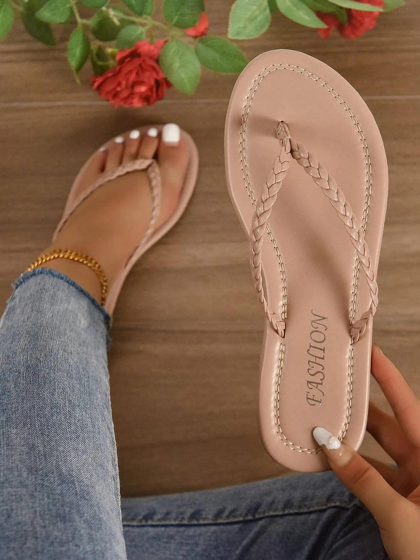 Women Braided Detail Thong Sandals, Vacation Sandals
Women Braided Detail Thong Sandals, Vacation Sandals