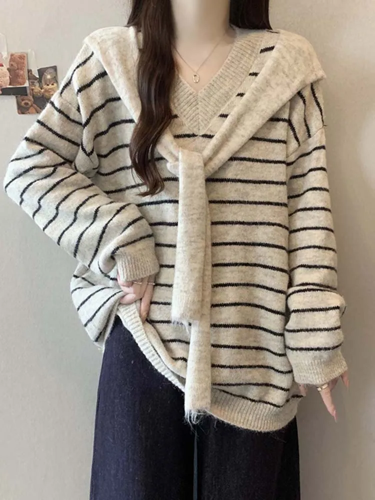 College Sle Striped Sweater Wrap Women's plus Size Slimming Knitwear Spring 2026 Design Sensation Versatile Faionable
College Sle Striped Sweater Wrap Women's plus Size Slimming Knitwear Spring 2026 Design Sensation Versatile Faionable