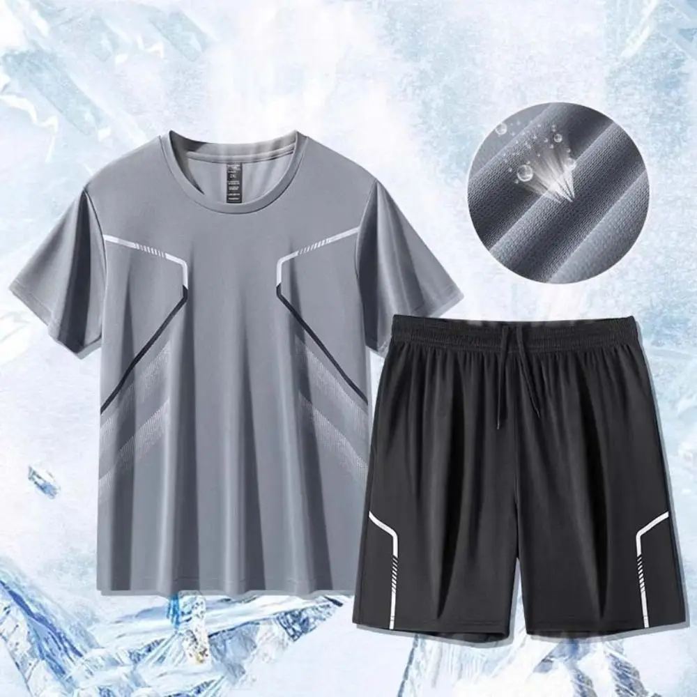 Stripe Short Sleeve T-shirt Sets Breathable Sportswear Male Top Shorts Clothing Runnning Quick Dry Sports Suit Men Cycling
Stripe Short Sleeve T-shirt Sets Breathable Sportswear Male Top Shorts Clothing Runnning Quick Dry Sports Suit Men Cycling